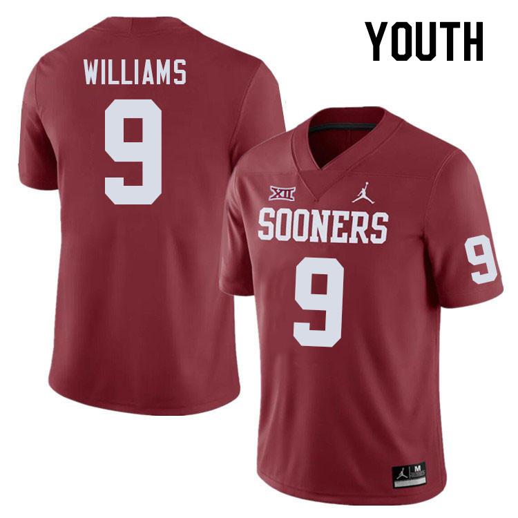 Youth #9 Gentry Williams Oklahoma Sooners College Football Jerseys Stitched Sale-Crimson